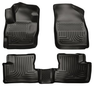 Mazda 3 Floor Liners - Front + Rear - Husky Liners - WeatherBeater Combo - Black - `10-`12